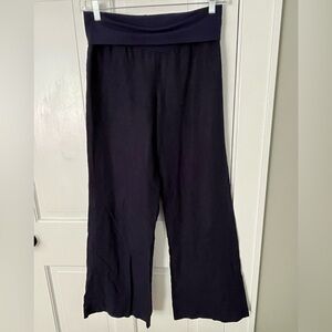 Green Dragon 100% Linen Navy Wide Leg Pull On Pants Size M Beach Coastal Grandma